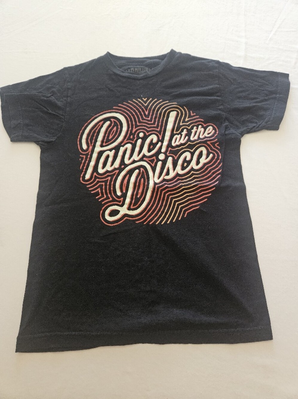 Y2K Panic At The Disco Black Tee Shirt with Multicolor Graphic Size xs